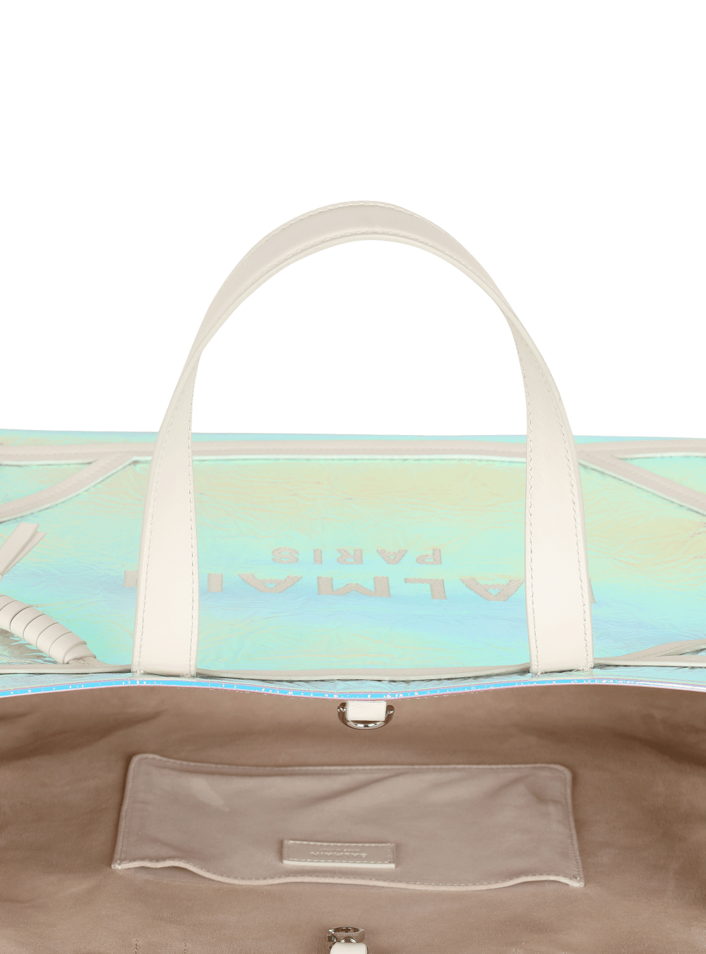 Women's Balmain B-Army Iridescent Leather Shopping Tote Bags Multicolor | USA qO5uxkWC