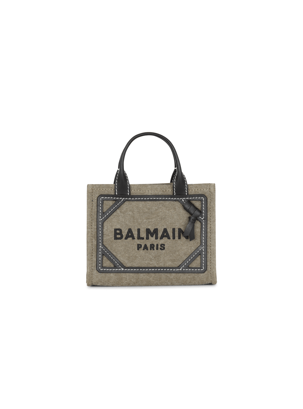 Women\'s Balmain B-Army Mini Canvas Shopping With Leather Inserts Handbag Khaki | USA 00n1XxyG