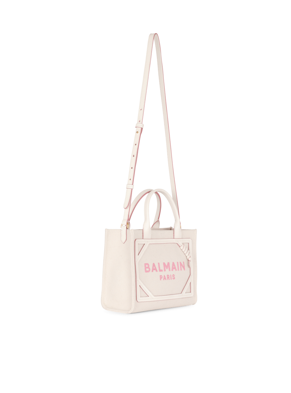 Women's Balmain B-Army Small Canvas With Leather Details Tote Bags Beige | USA McXTacvF