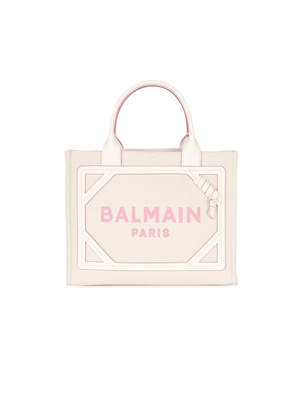 Women\'s Balmain B-Army Small Canvas With Leather Details Tote Bags Beige | USA McXTacvF