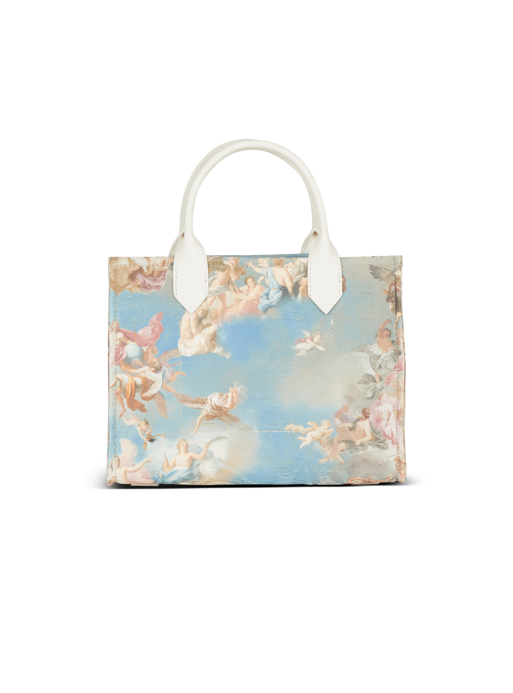 Women's Balmain B-Army Small Sky Print Canvas With Leather Details Tote Bags Multicolor | USA xisYPGEp