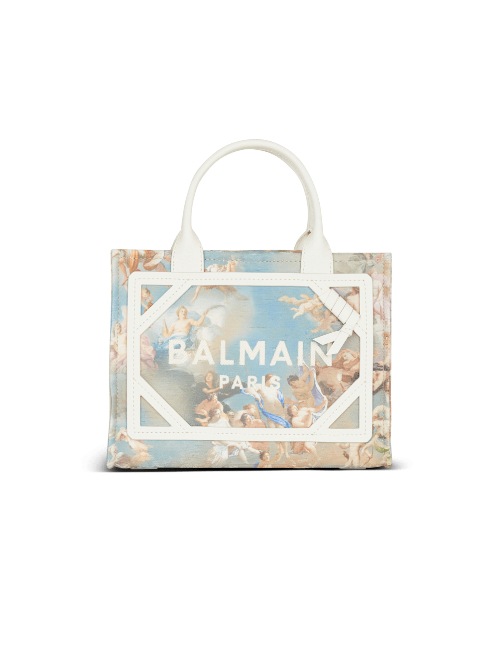 Women\'s Balmain B-Army Small Sky Print Canvas With Leather Details Tote Bags Multicolor | USA xisYPGEp