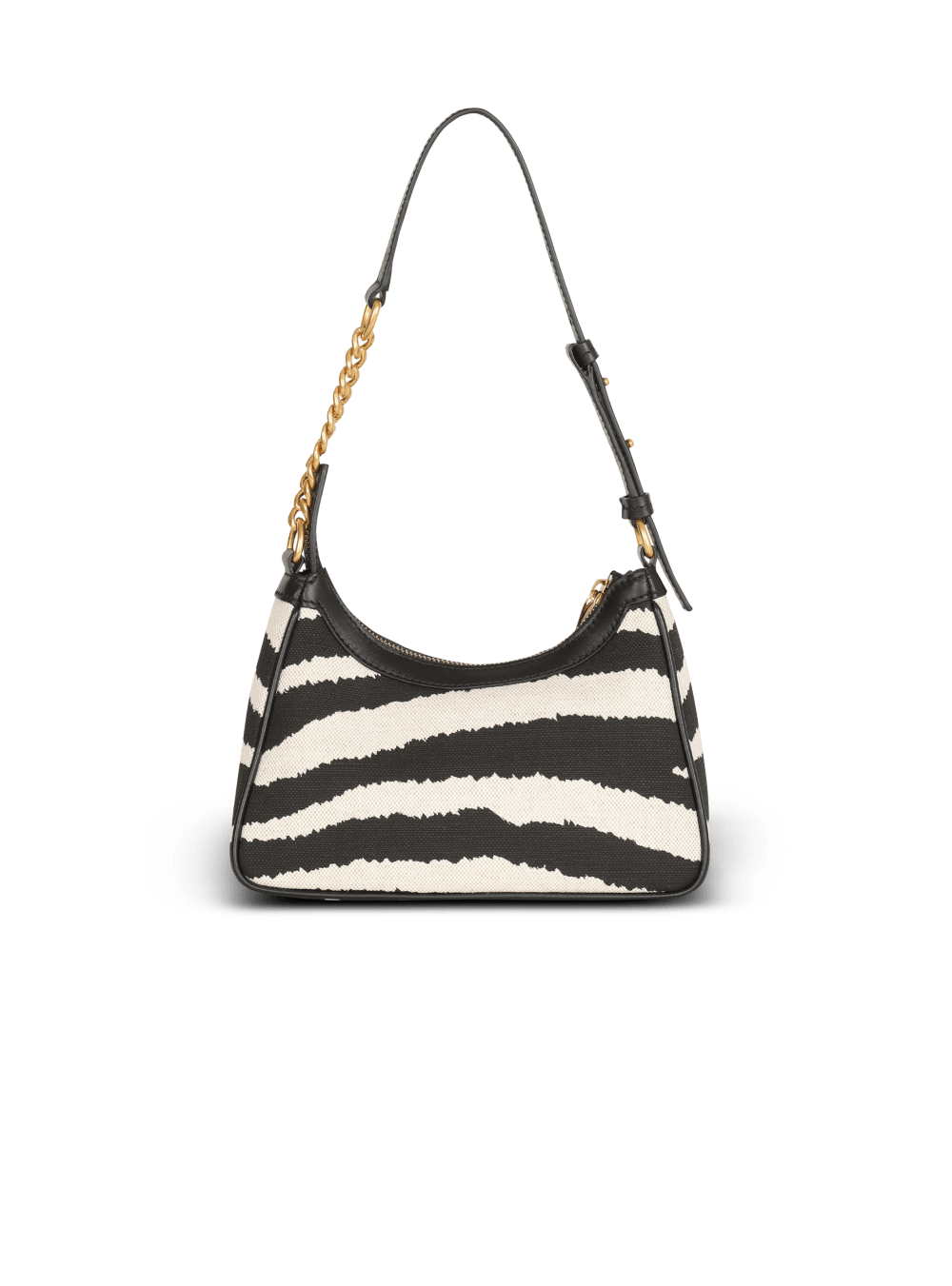 Women's Balmain B-Army Zebra Print Canvas With Leather Inserts Handbag Black | USA 11VtO6sW