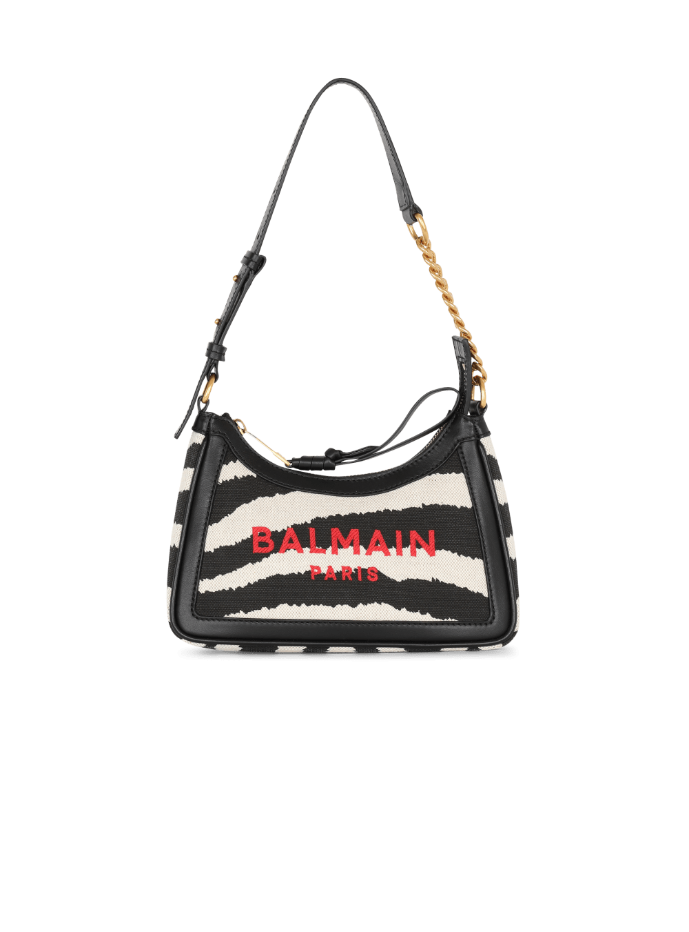 Women\'s Balmain B-Army Zebra Print Canvas With Leather Inserts Handbag Black | USA 11VtO6sW