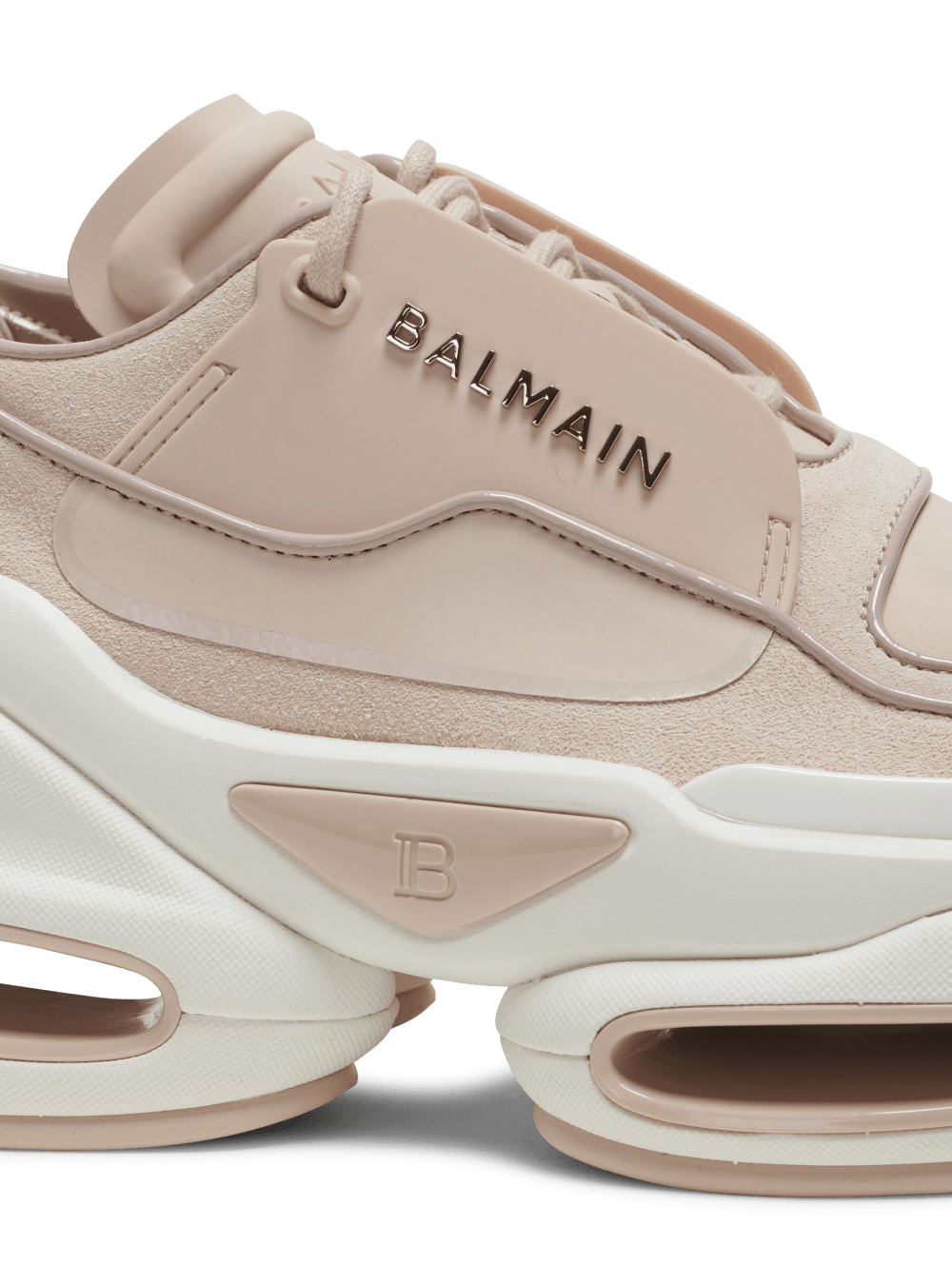 Women's Balmain B-Bold In Leather And Suede Sneakers Pink | USA MuF2vAoZ