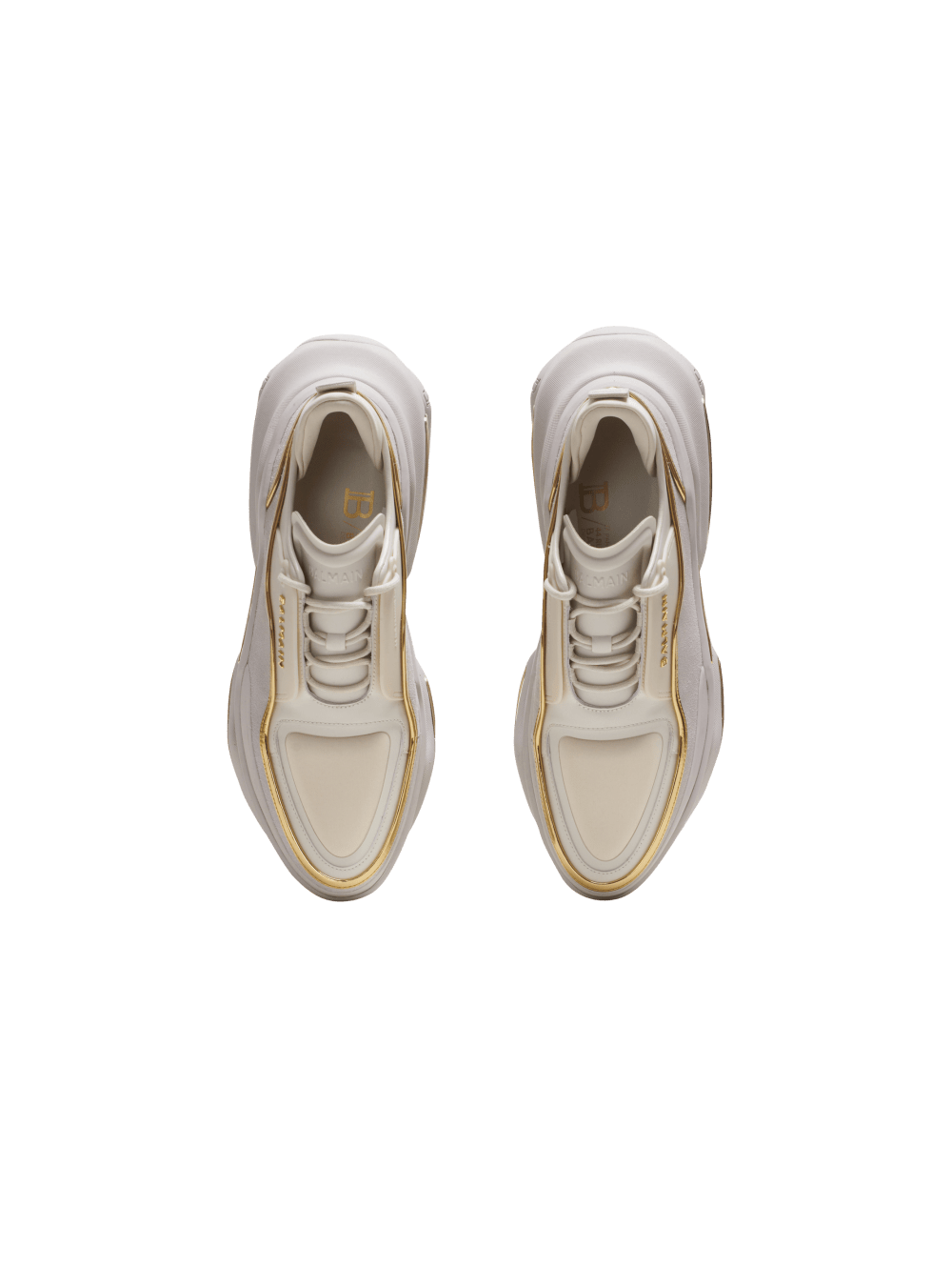 Women's Balmain B-Bold In Leather And Suede Sneakers Beige | USA vMxe7wHu