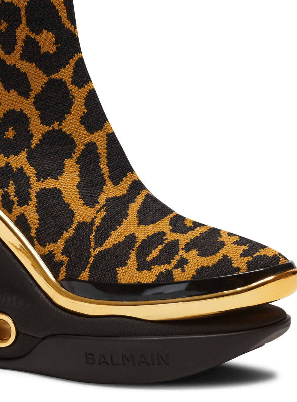 Women's Balmain B-Bold Mesh Wedge With Leopard Monogram Sneakers Brown | USA Fz84CnlG