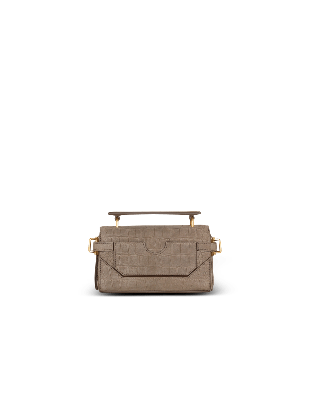 Women's Balmain B-Buzz 19 In Crocodile Effect-embossed Leather Crossbody Bags Grey | USA an6Lmu8l