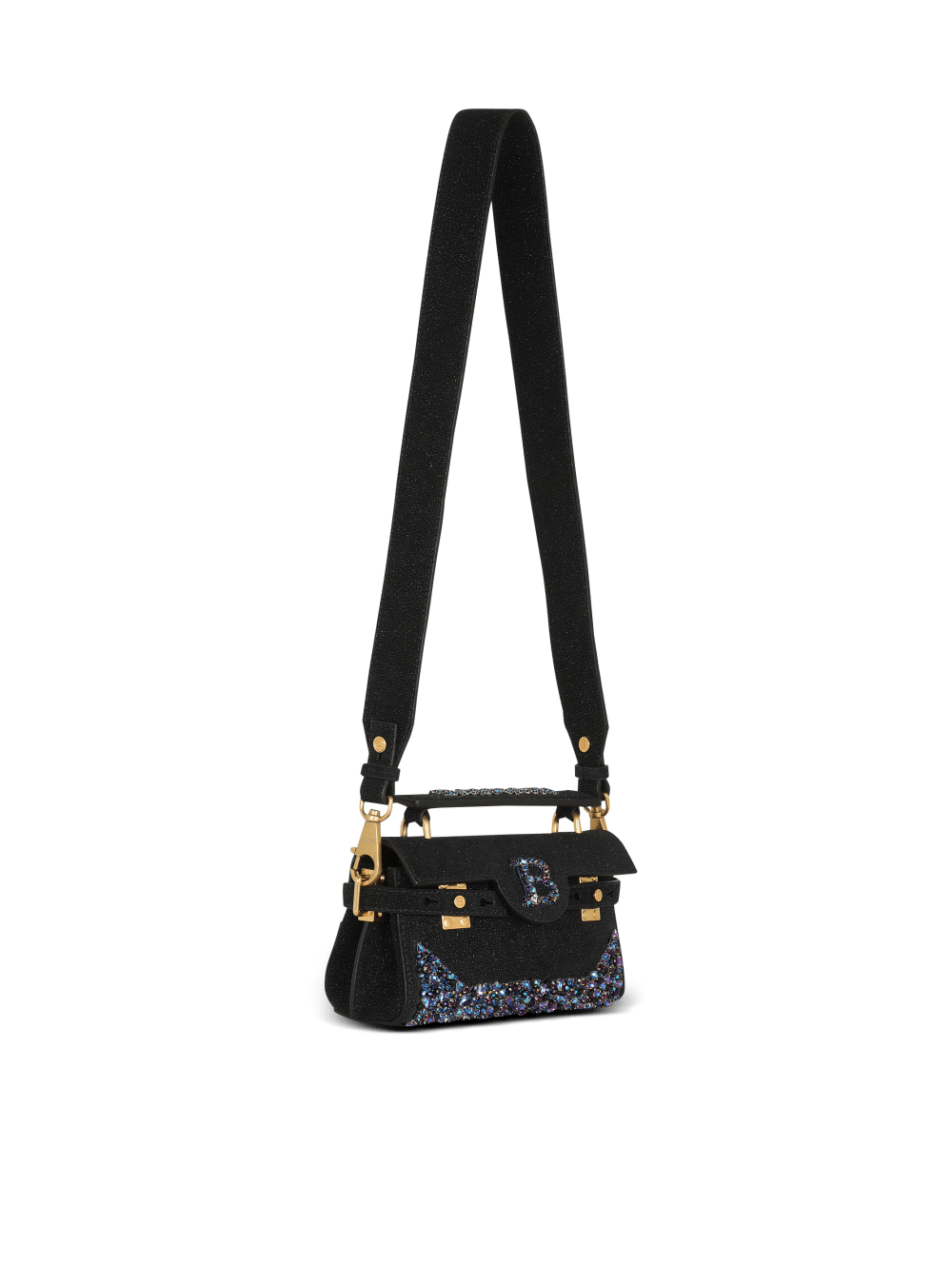 Women's Balmain B-Buzz 19 In Embroidered Leather Handbag Black | USA BJKj3VjA