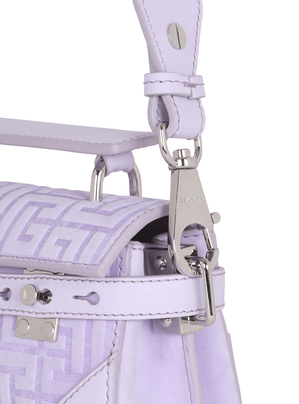 Women's Balmain B-Buzz 19 In Monogram-embossed Leather Crossbody Bags Purple | USA vwFROVES