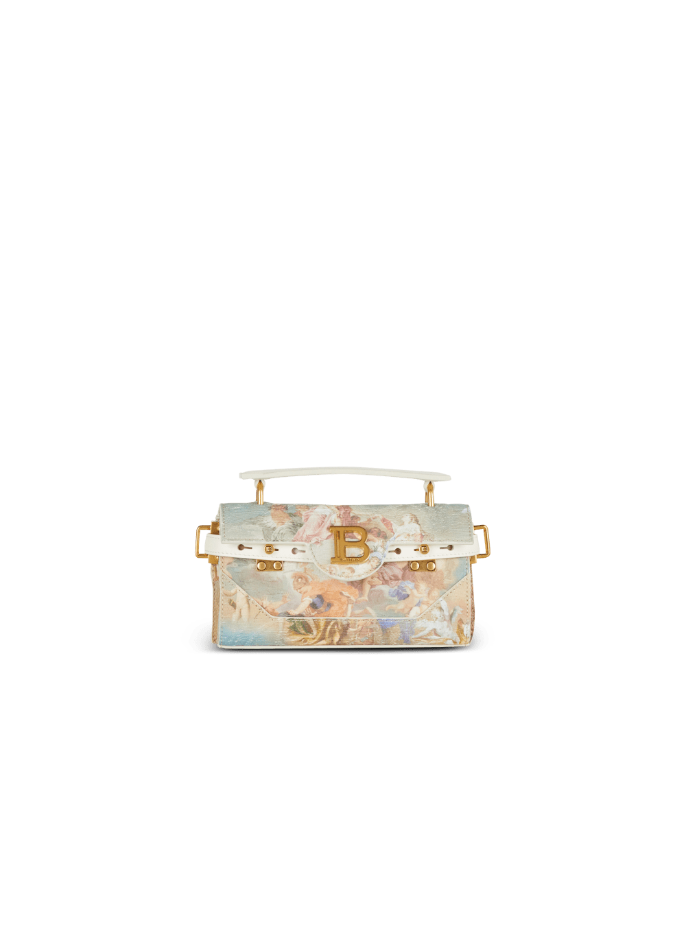 Women\'s Balmain B-Buzz 19 In Sky Print Canvas With Leather Details Handbag Multicolor | USA cDo2Bos1