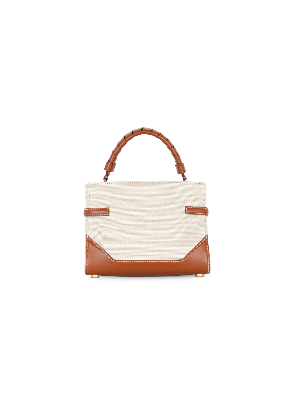 Women's Balmain B-Buzz 22 Canvas Handle With Leather Insert Handbag Brown | USA jxXEuJir