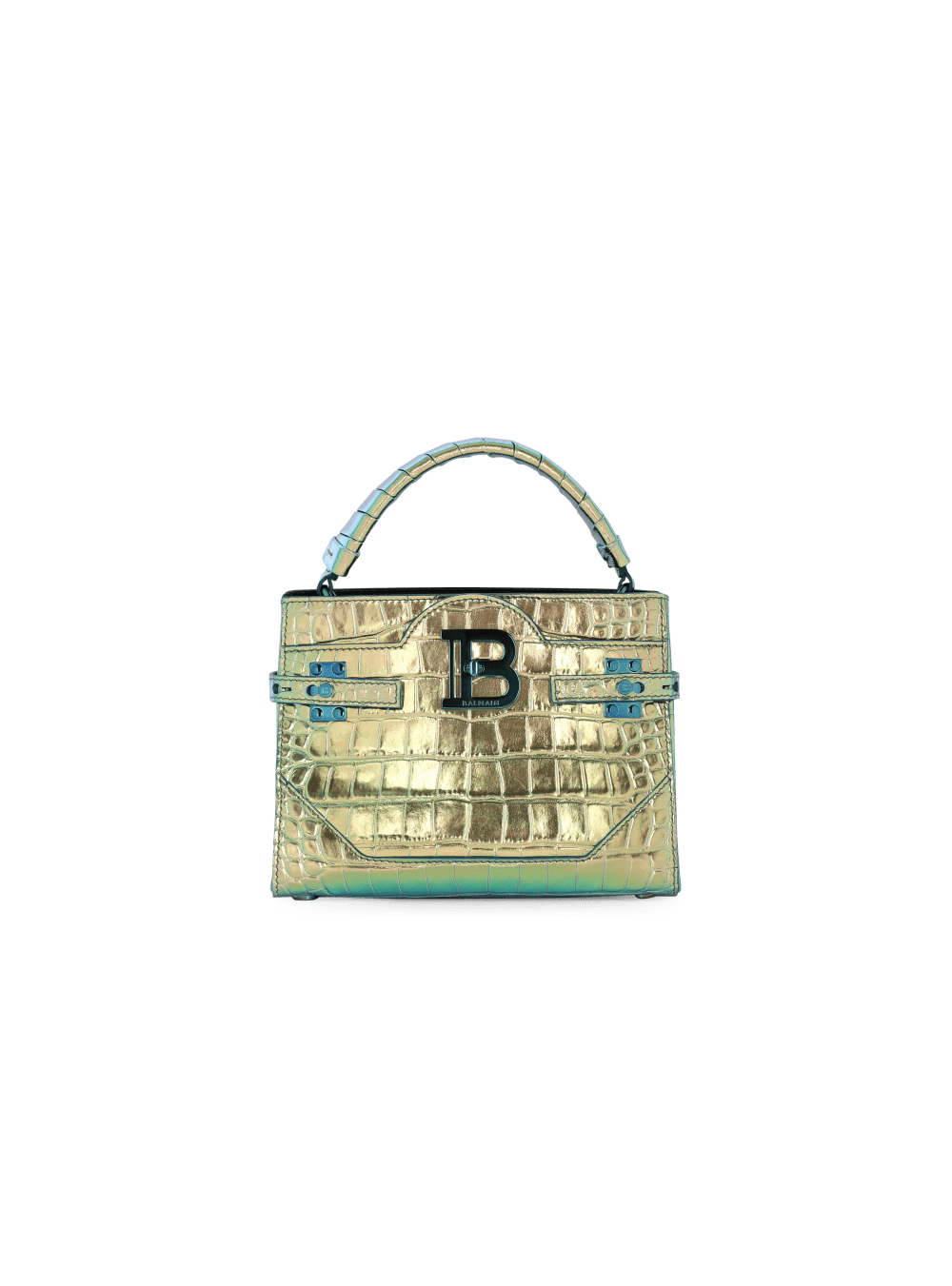 Women\'s Balmain B-Buzz 22 Handle In Crocodile Effect-embossed Leather Handbag Multicolor | USA wndmXdK4