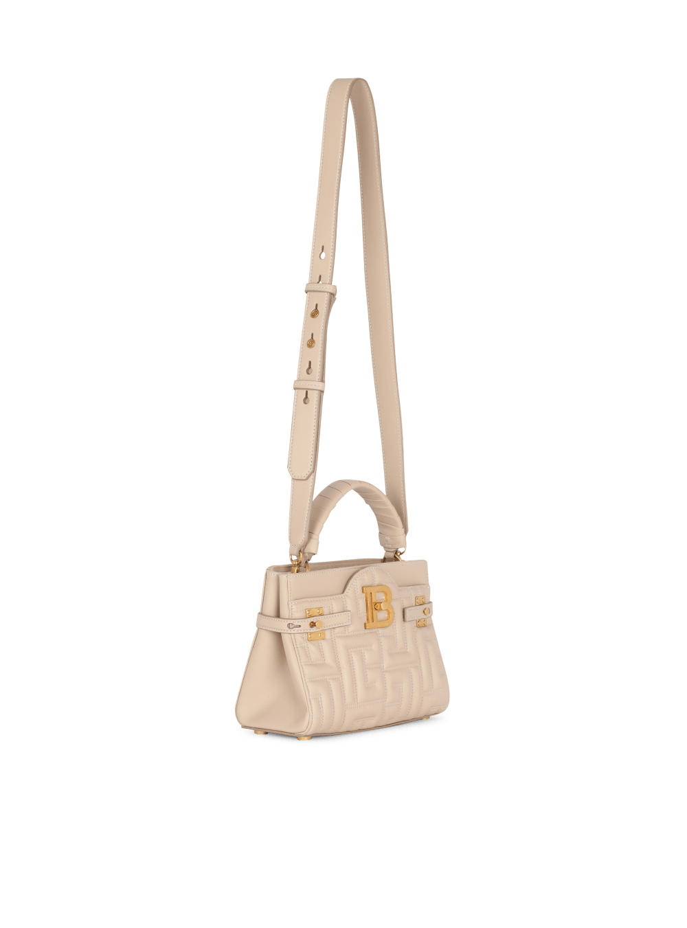 Women's Balmain B-Buzz 22 In Monogram Quilted Leather Handbag Beige | USA zydIqUks