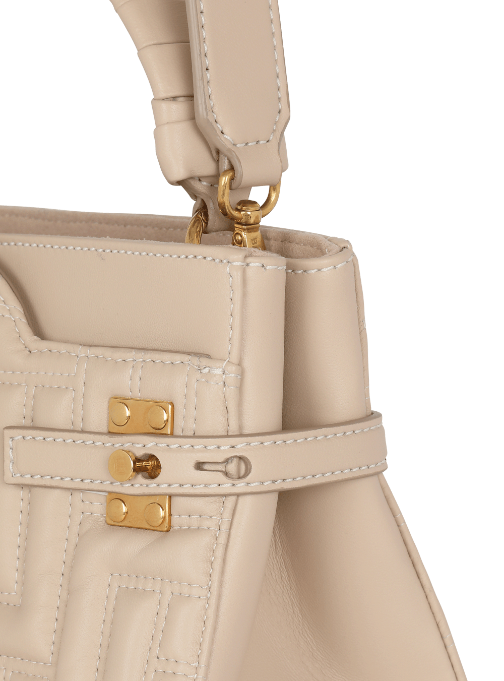 Women's Balmain B-Buzz 22 In Monogram Quilted Leather Handbag Beige | USA zydIqUks