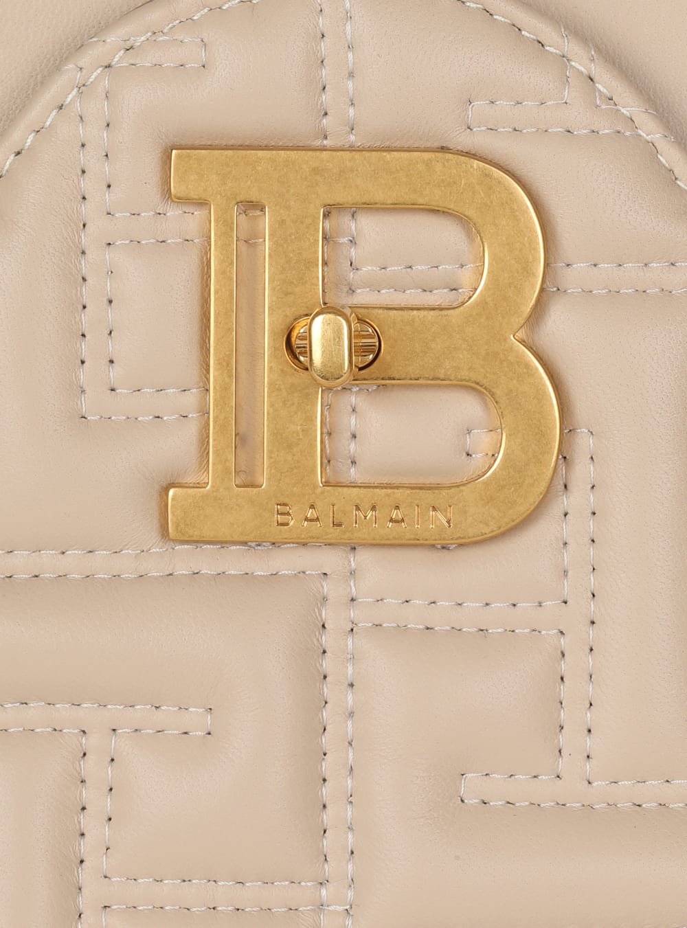 Women's Balmain B-Buzz 22 In Monogram Quilted Leather Handbag Beige | USA zydIqUks