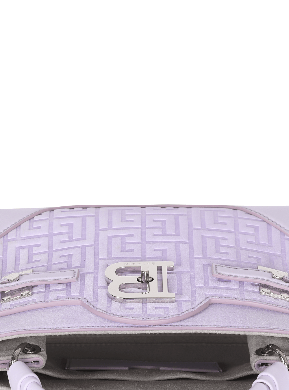 Women's Balmain B-Buzz 22 In Monogram-embossed Leather Handbag Purple | USA 8zpjjKgS