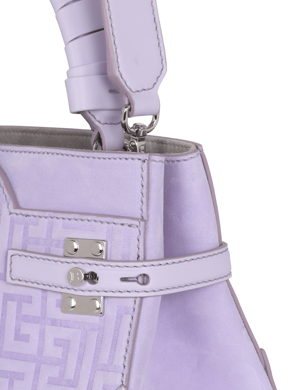 Women's Balmain B-Buzz 22 In Monogram-embossed Leather Handbag Purple | USA 8zpjjKgS