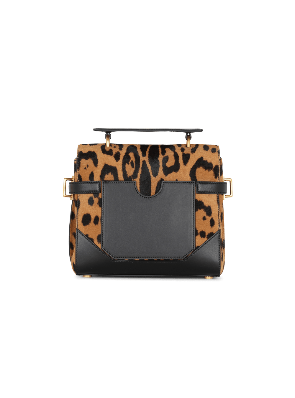 Women's Balmain B-Buzz 23 In Leopard-effect Leather Handbag Brown | USA ainELG6x