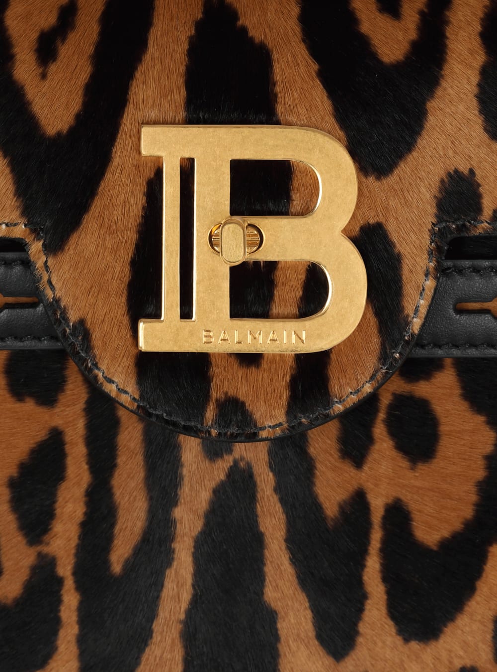 Women's Balmain B-Buzz 23 In Leopard-effect Leather Handbag Brown | USA ainELG6x