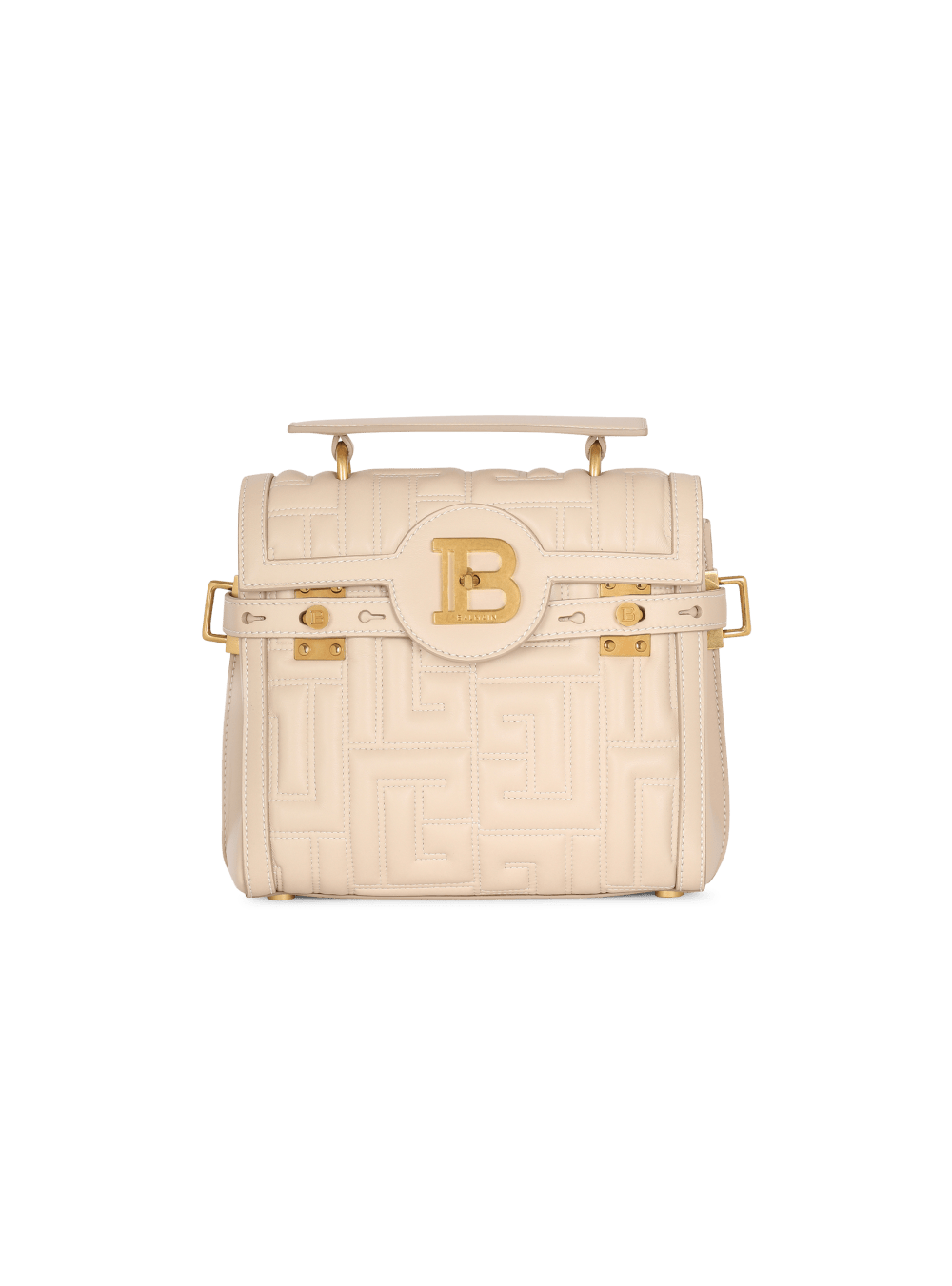 Women\'s Balmain B-Buzz 23 In Monogram Quilted Leather Handbag Beige | USA plyVKNTt