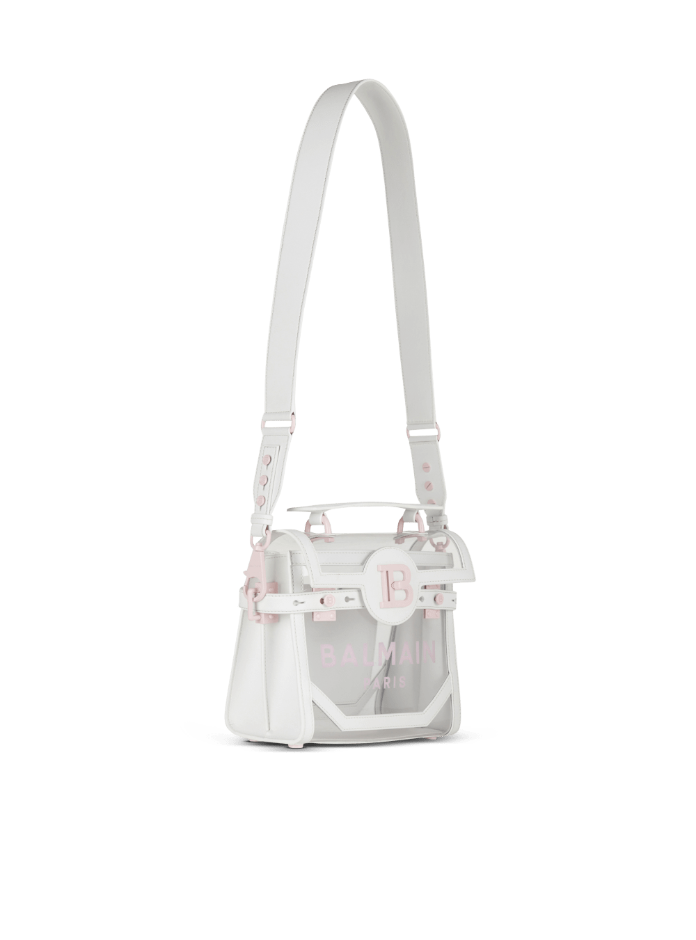 Women's Balmain B-Buzz 23 In Recycled Transparent Pvc Crossbody Bags White | USA OetVOhlb