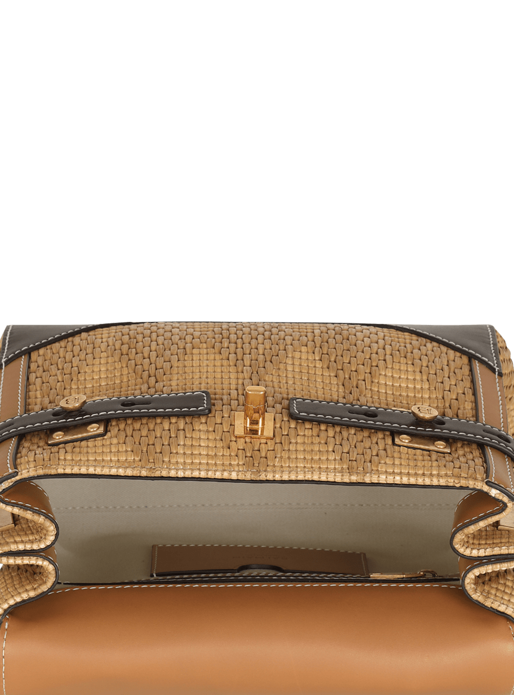 Women's Balmain B-Buzz 23 Leather And Raffia Crossbody Bags Brown | USA 2QAlH5mt