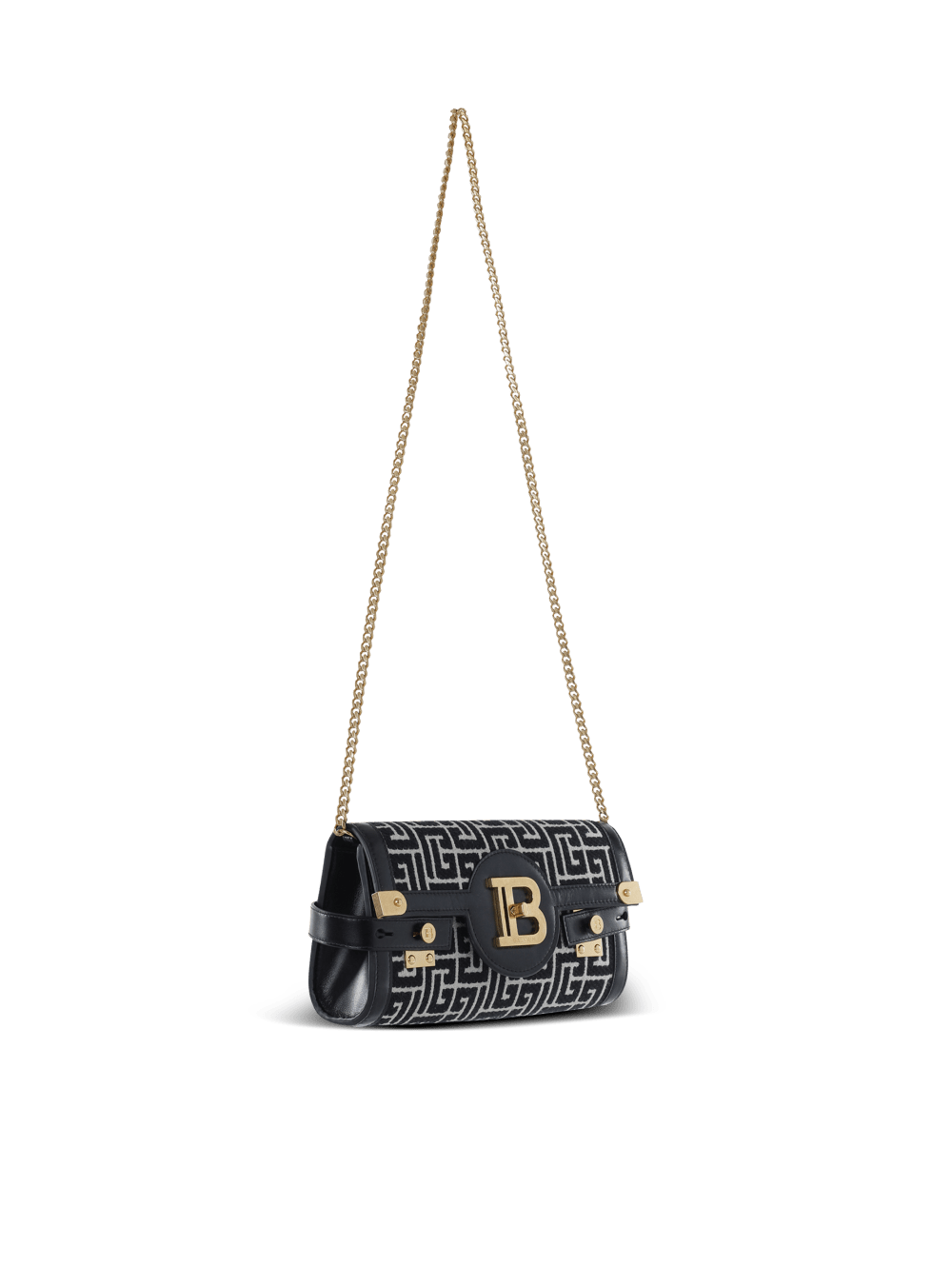 Women's Balmain B-Buzz 23 Leather With Jacquard Monogram Crossbody Bags Black | USA oHLNG3Xz