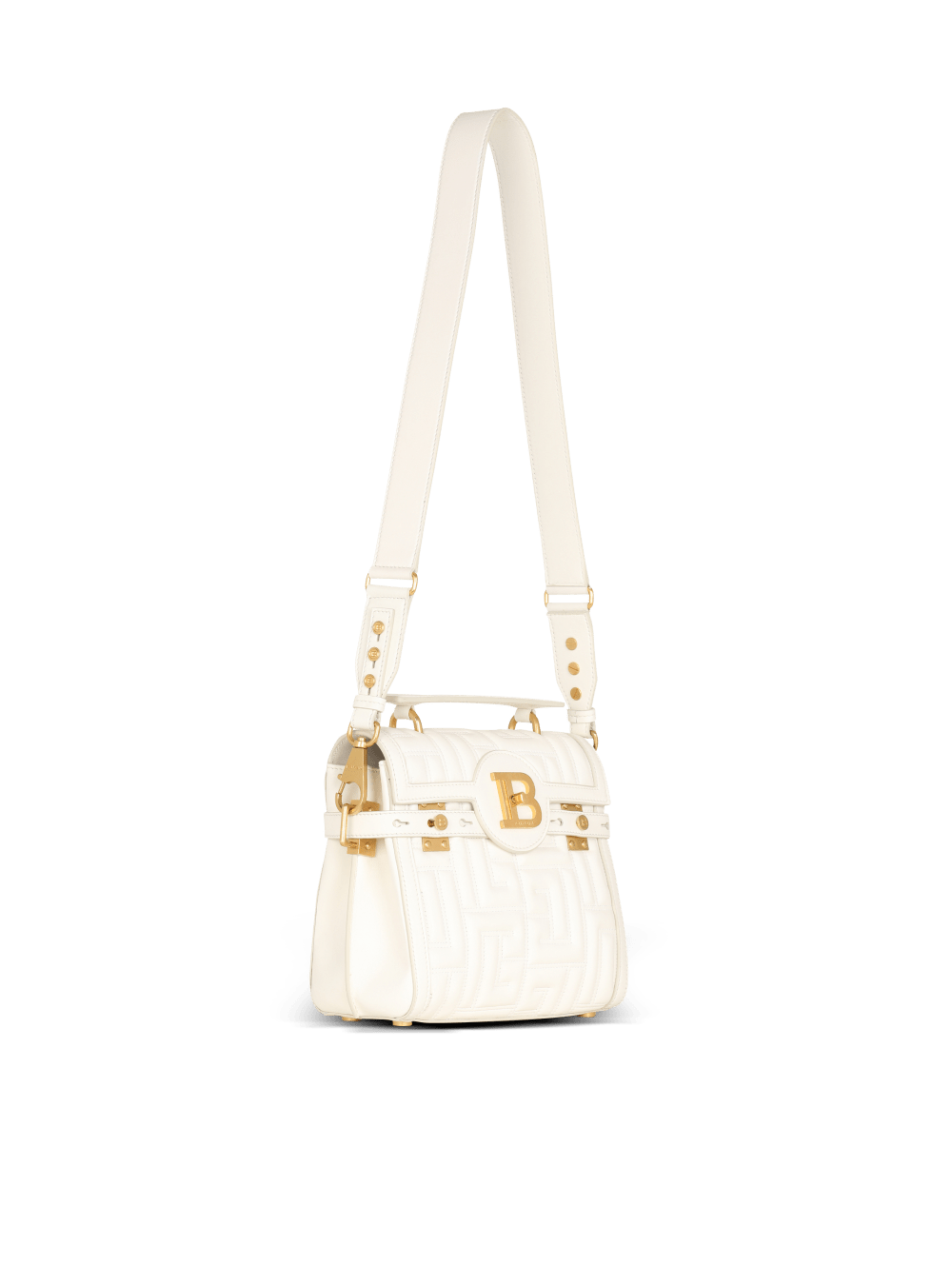 Women's Balmain B-Buzz 23 Quilted Leather Handbag White | USA CYet7n56