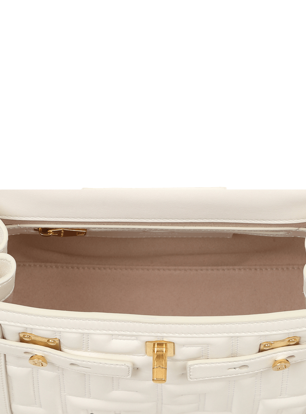 Women's Balmain B-Buzz 23 Quilted Leather Handbag White | USA CYet7n56