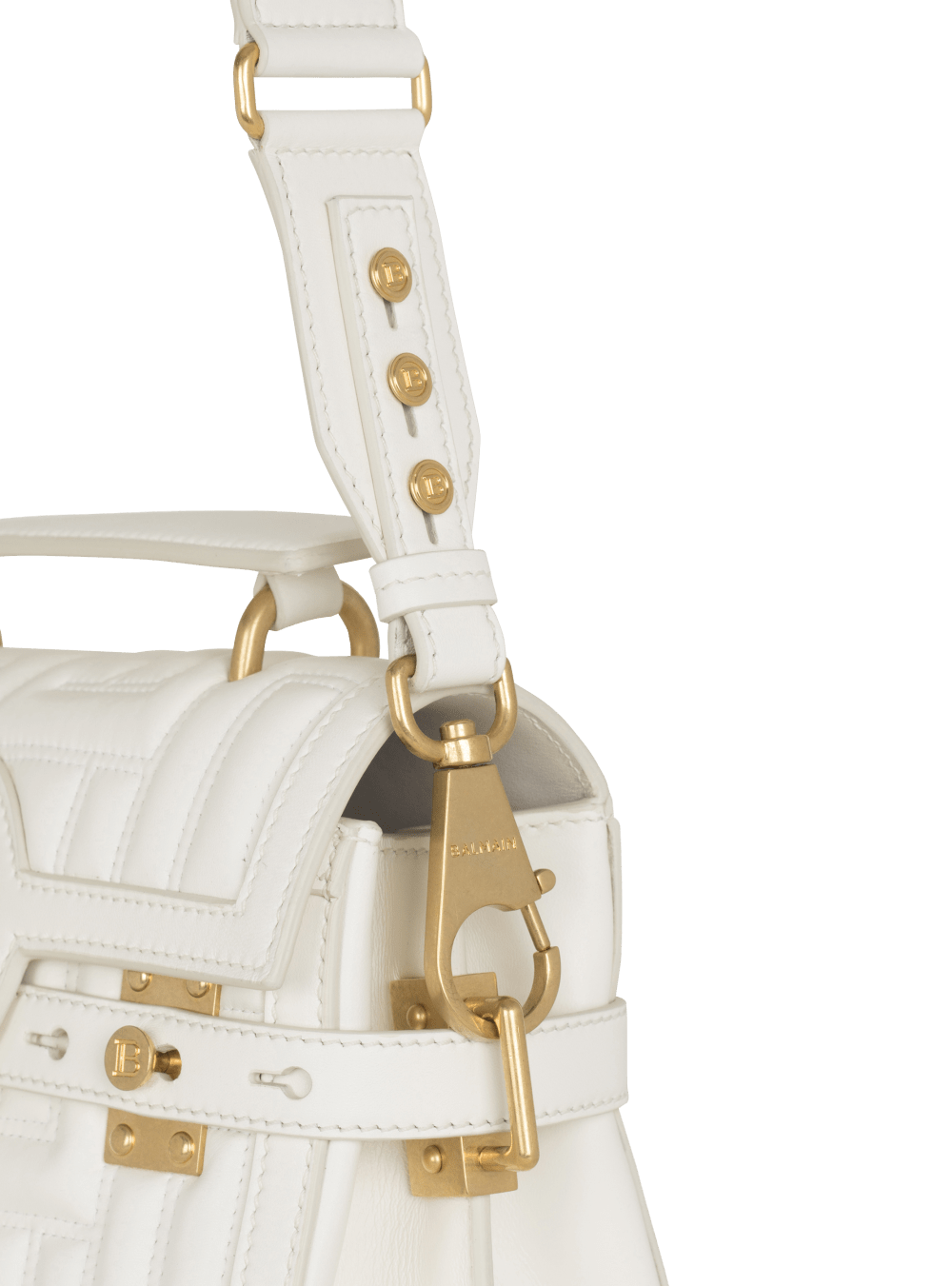 Women's Balmain B-Buzz 23 Quilted Leather Handbag White | USA CYet7n56