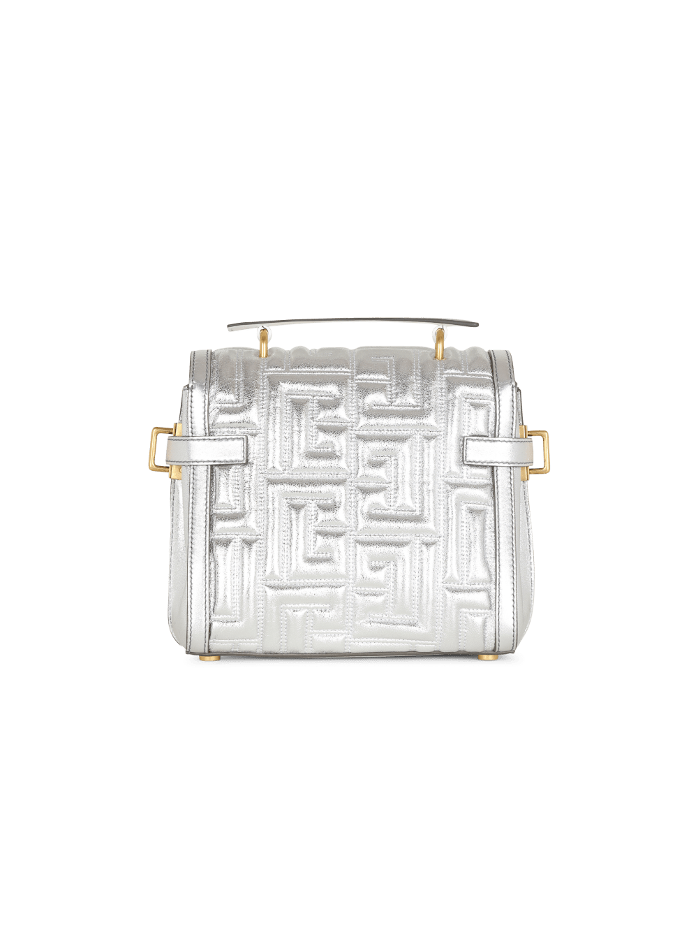 Women's Balmain B-Buzz 23 Quilted Leather Handbag Silver | USA Hse15BAB