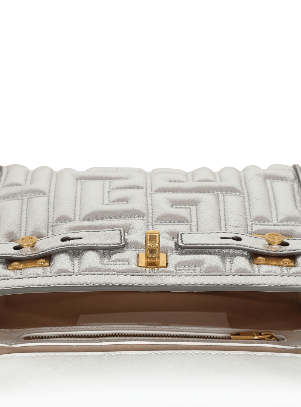 Women's Balmain B-Buzz 23 Quilted Leather Handbag Silver | USA Hse15BAB