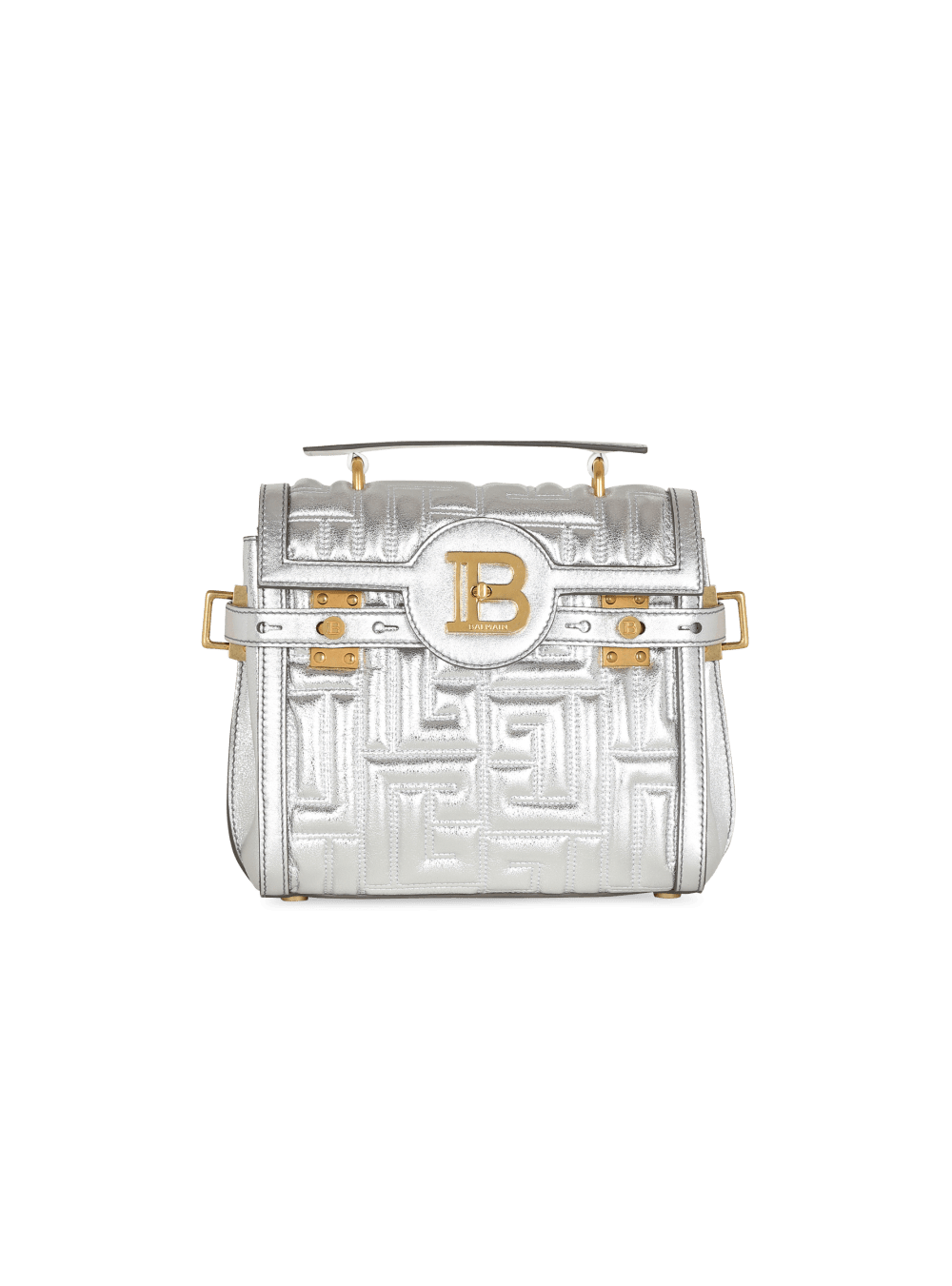 Women\'s Balmain B-Buzz 23 Quilted Leather Handbag Silver | USA Hse15BAB