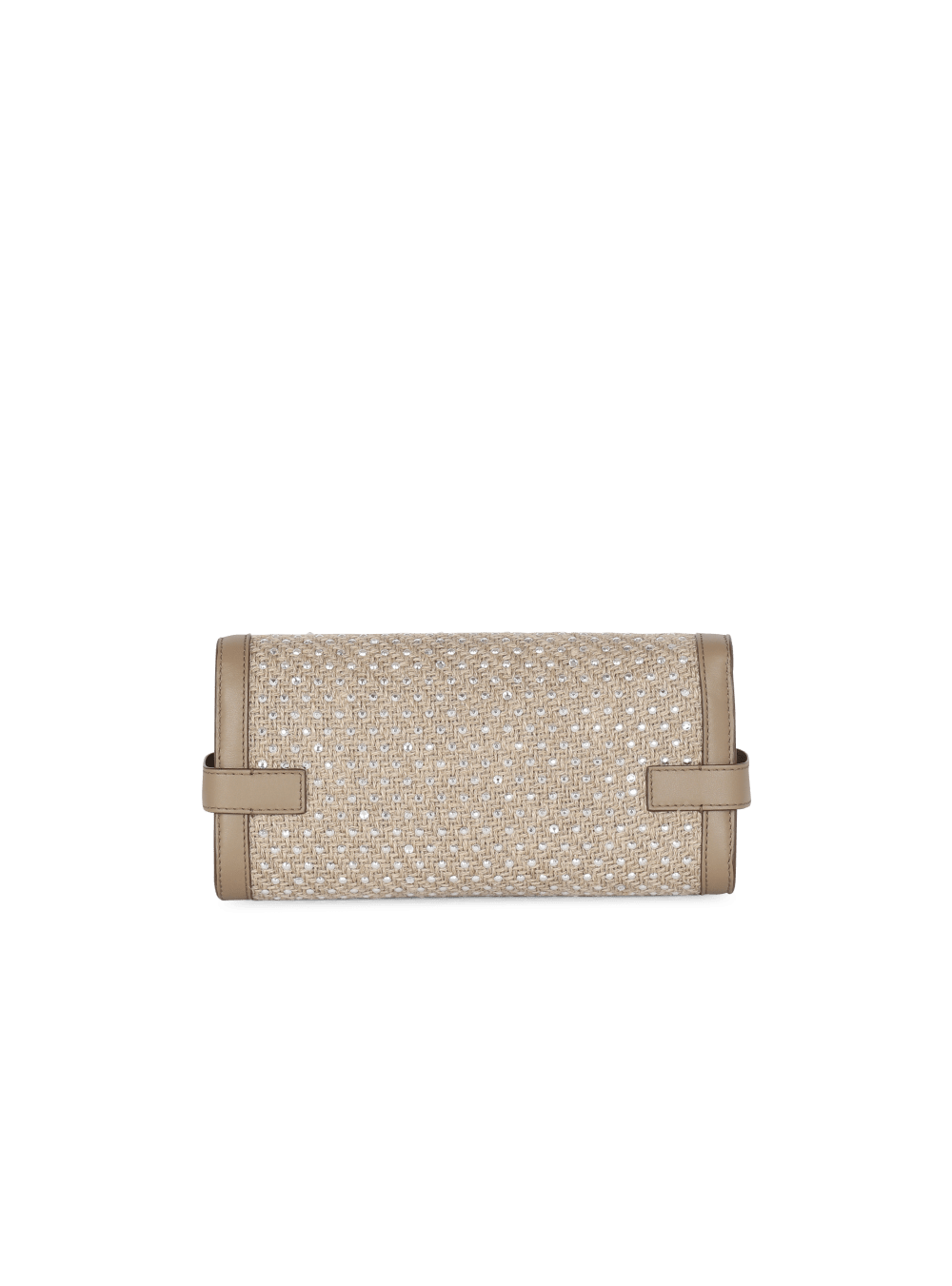 Women's Balmain B-Buzz 23 Raffia With Rhinestones Crossbody Bags Beige | USA qtJJnuMW