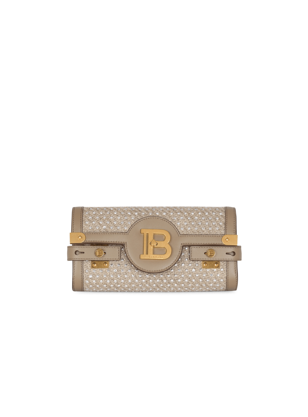 Women\'s Balmain B-Buzz 23 Raffia With Rhinestones Crossbody Bags Beige | USA qtJJnuMW