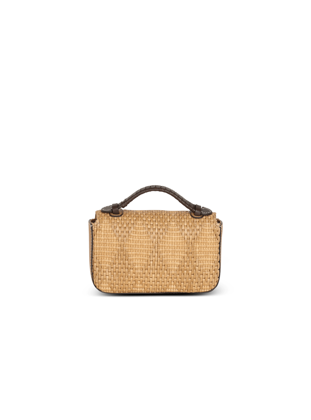 Women's Balmain B-Buzz Mini In Leather And Raffia Handbag Brown | USA l9W4uNjC