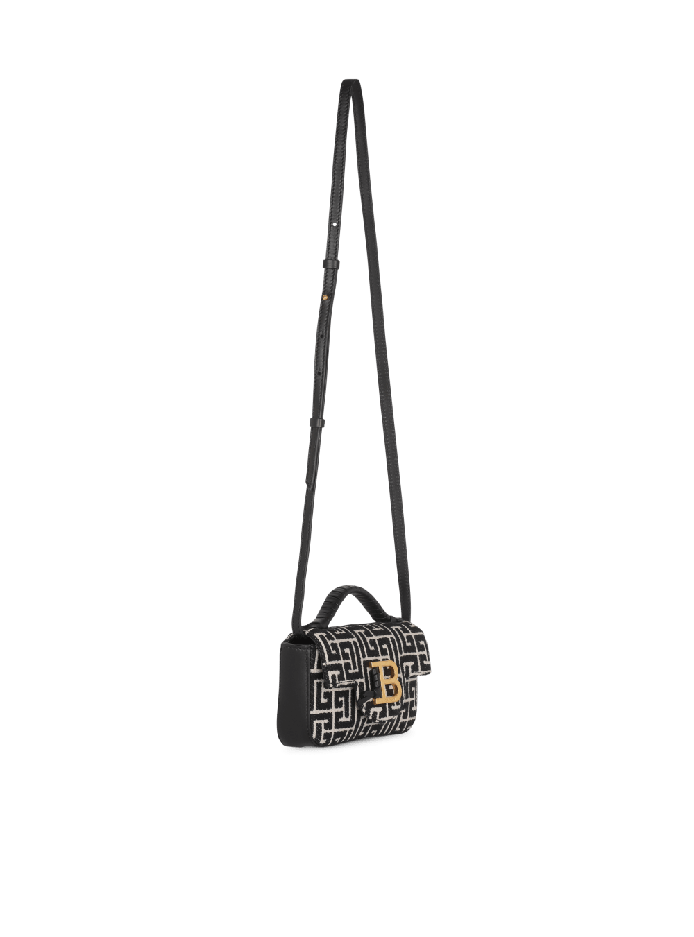 Women's Balmain B-Buzz Mini Monogram Jacquard Canvas Handbag Black | USA UMclEzuE