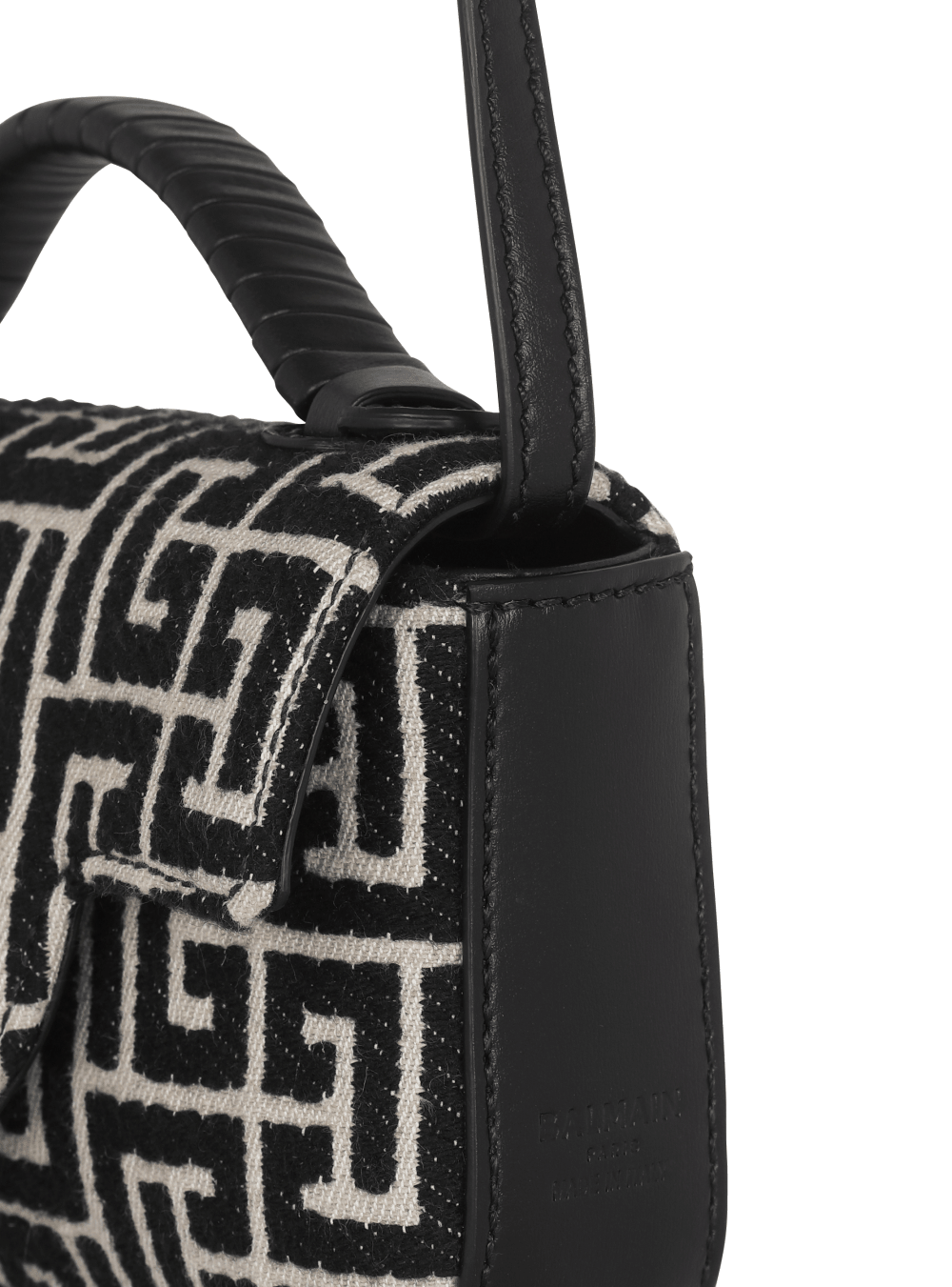 Women's Balmain B-Buzz Mini Monogram Jacquard Canvas Handbag Black | USA UMclEzuE