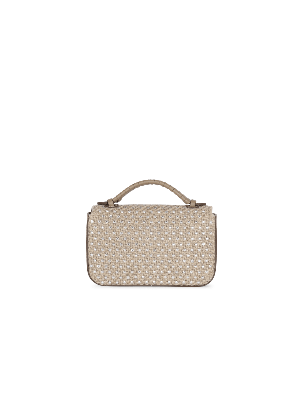 Women's Balmain B-Buzz Mini Raffia With Rhinestones Handbag Beige | USA ztPlXykK