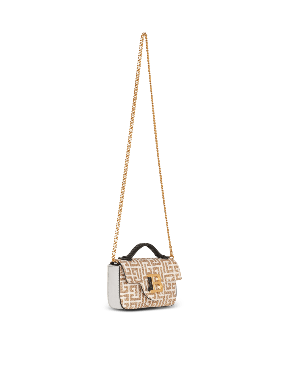 Women's Balmain B-Buzz Mini With Lurex Monogram Handbag Gold | USA TdA0MQUT