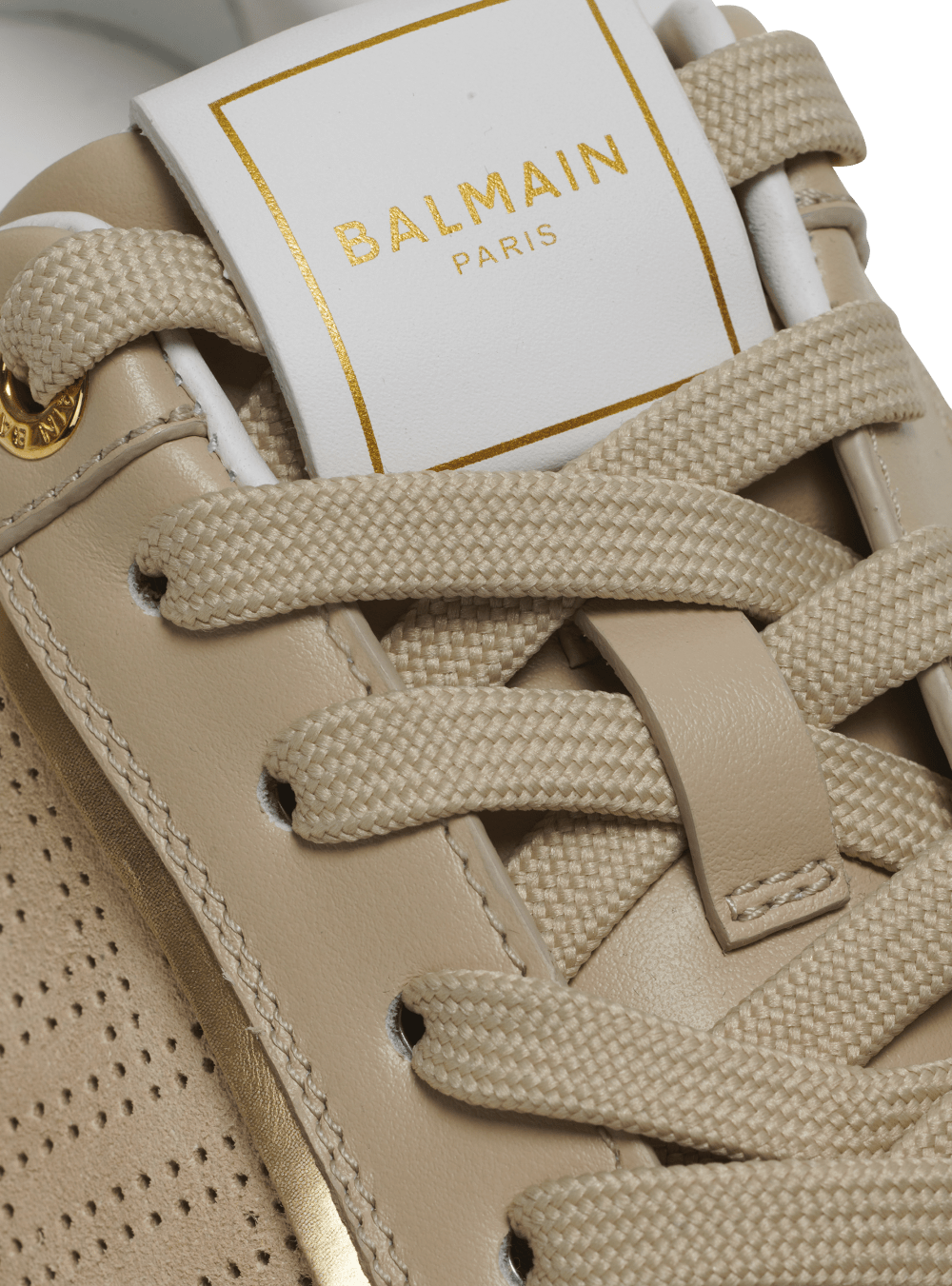 Women's Balmain B-Court In Perforated Monogrammed Leather Sneakers Beige | USA NnmKSvm5