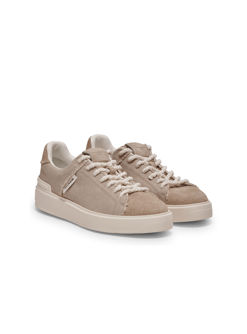 Women's Balmain B-Court Leather Sneakers Beige | USA 4yIyWI2I