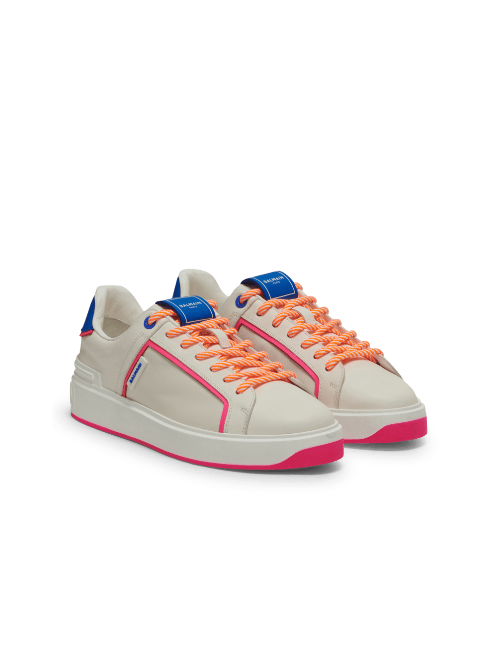 Women's Balmain B-Court Leather Sneakers Multicolor | USA lqpe7eUM