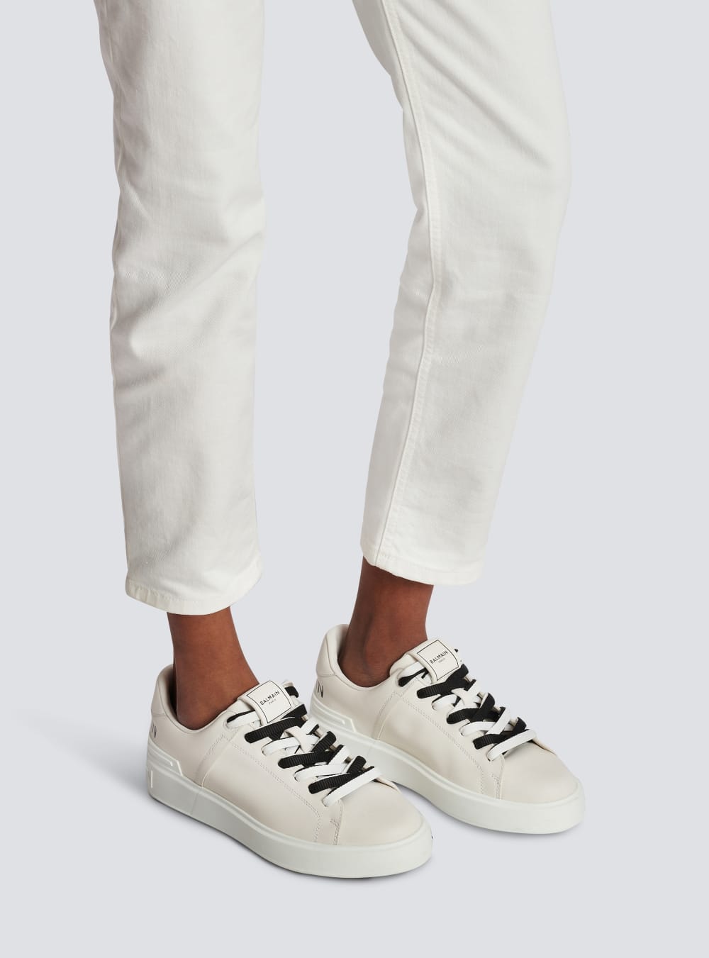 Women's Balmain B-Court Smooth Leather Sneakers White | USA UNZcPMBy