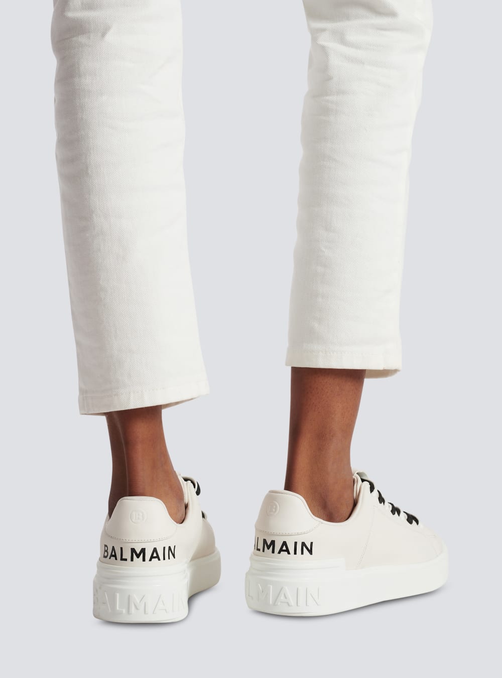 Women's Balmain B-Court Smooth Leather Sneakers White | USA UNZcPMBy