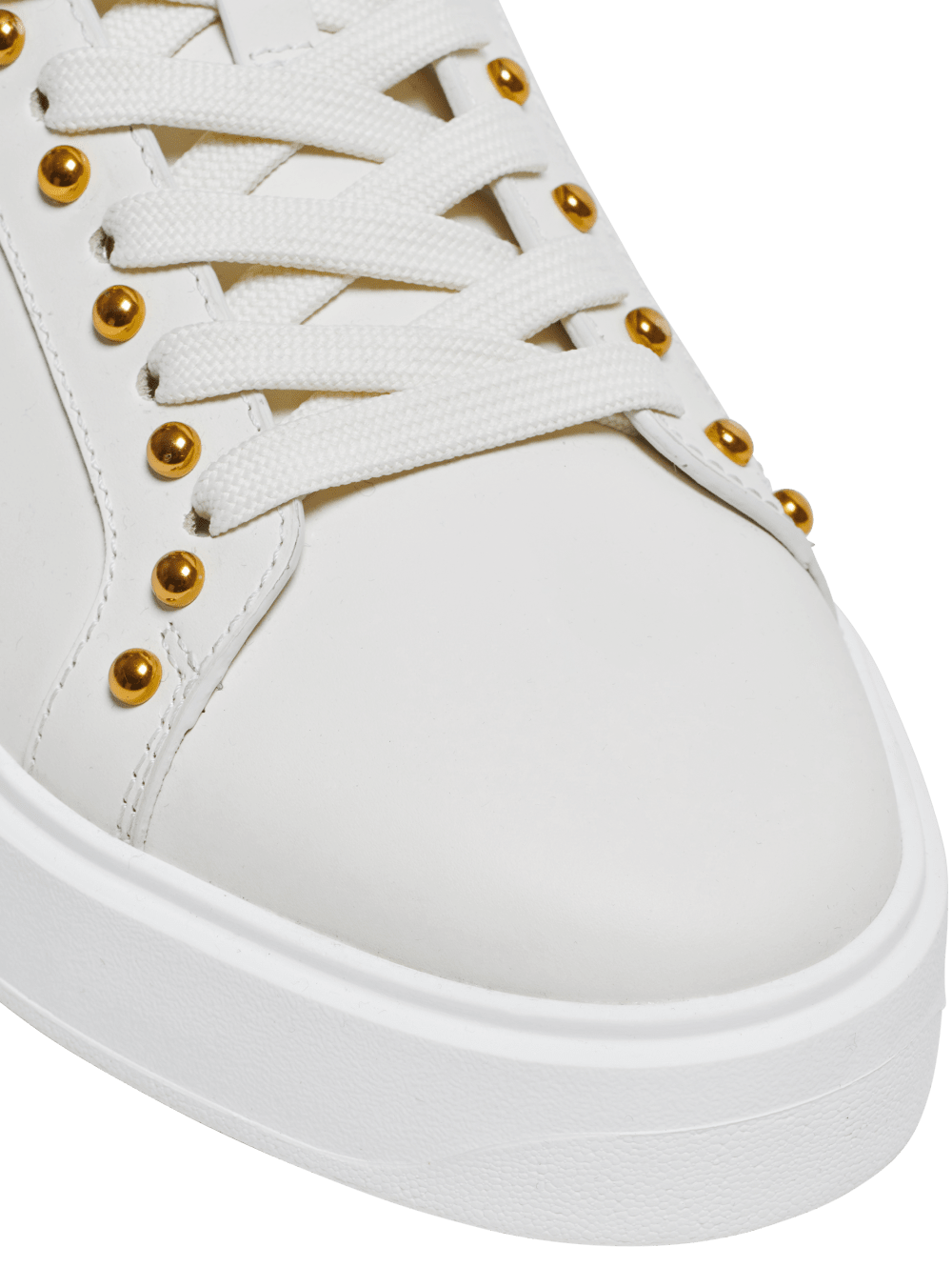 Women's Balmain B-Court Studded Leather Sneakers White | USA aPjh9EDP