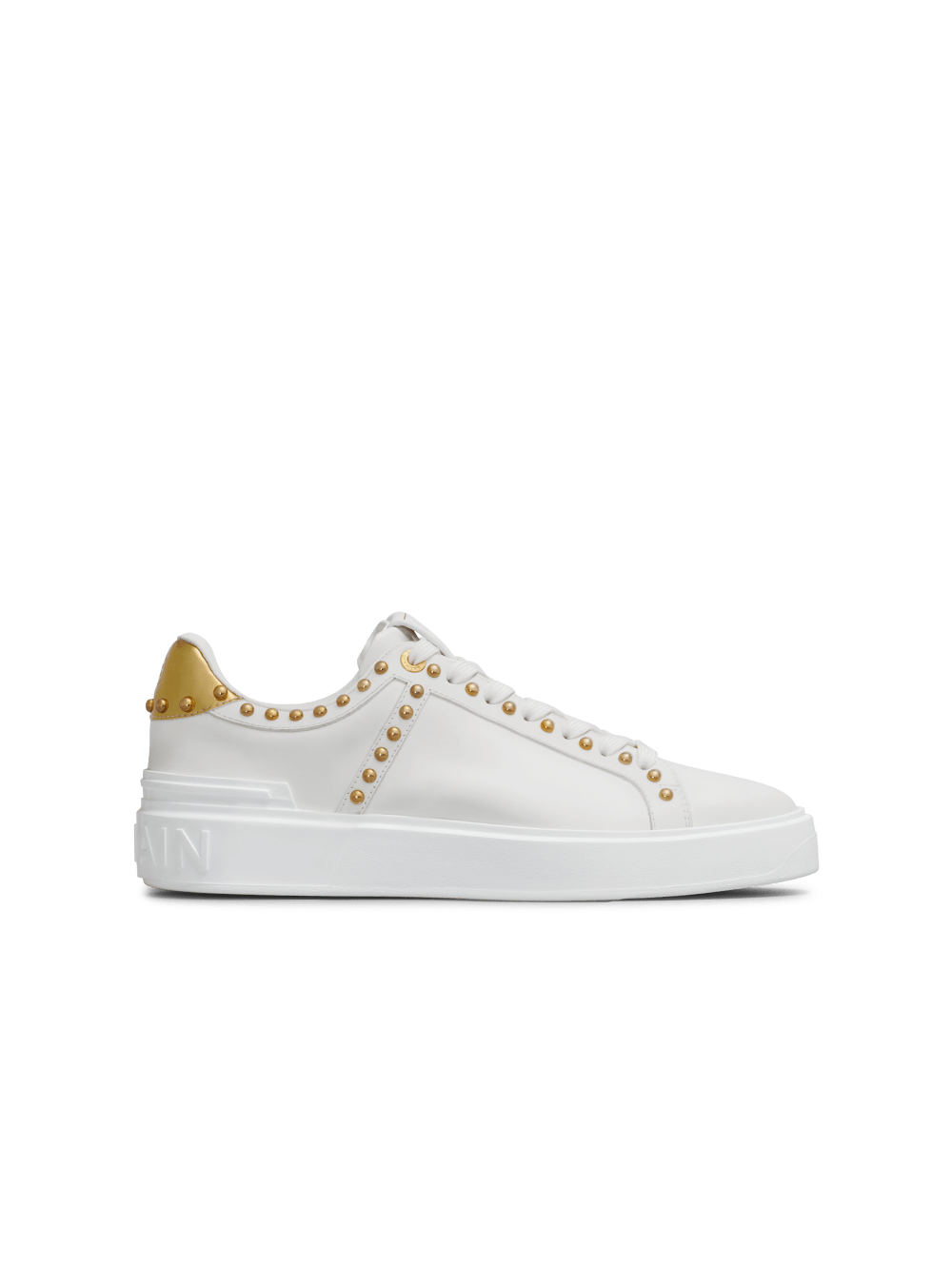 Women\'s Balmain B-Court Studded Leather Sneakers White | USA aPjh9EDP