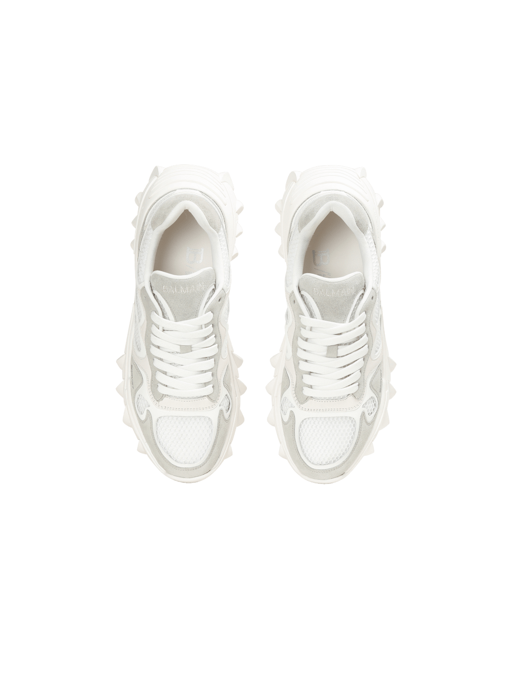 Women's Balmain B-East In Leather, Suede And Mesh Sneakers White | USA Ch86AjnH