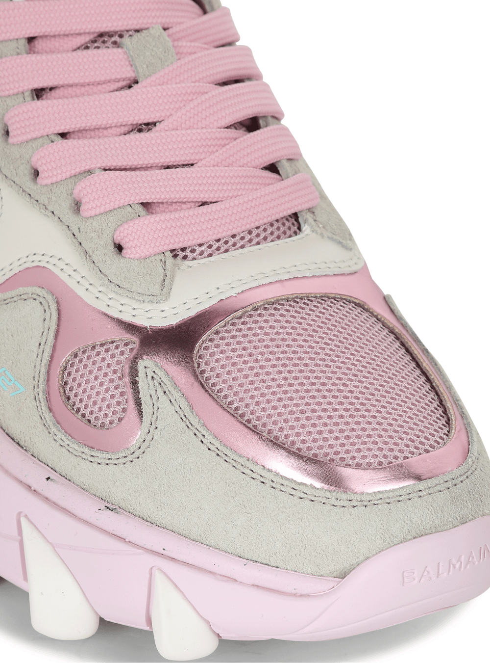 Women's Balmain B-East In Leather, Suede And Mesh Sneakers Pink | USA FsrDAQK8